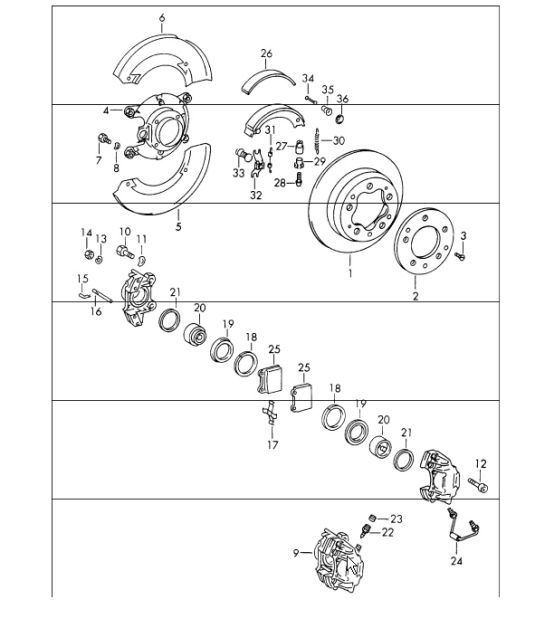Diagram 603-00 Porsche Cayman 718C (982C) 2017>> Wheels, Brakes