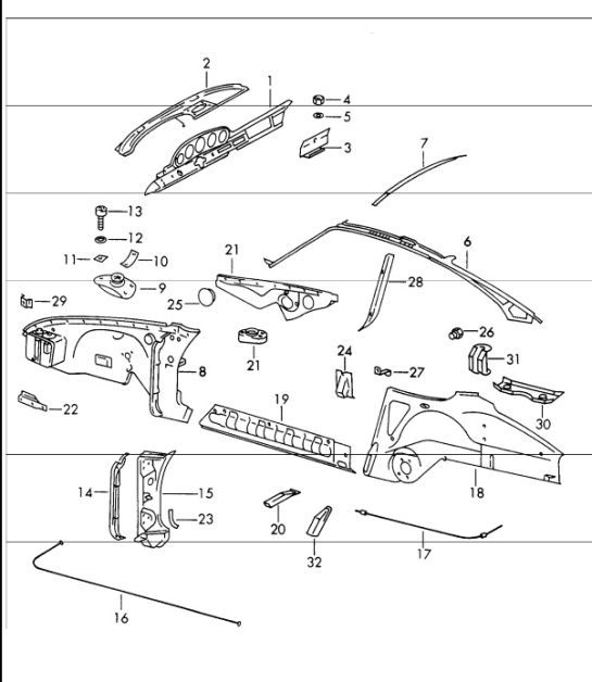 Diagram 801-20 Porsche 997 Carrera 2 3.6L 2005>> Carrocería