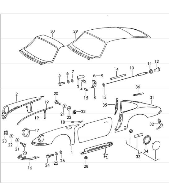 Diagram 801-30 Porsche Boxster 986/987/981 (1997-2016) Karosserie