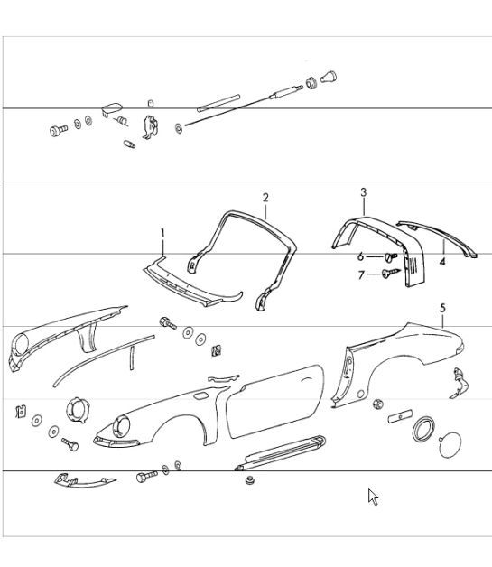 Diagram 801-35 Porsche Boxster 986/987/981 (1997-2016) Karosserie