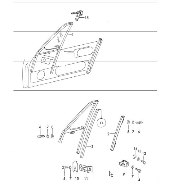 door glass frame 911 TARGA 1965-69