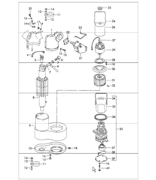 single parts heater - WEBASTO - F 030 8070 >>,F 035 5415 >>, F 046 2712 >>, F 050 0420 >> and F 055 0272 >> For 911 S 911 /L/TU and 912 (USA) upto 1968