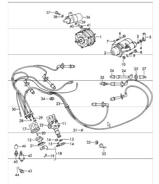 Diagram 901-00 Porsche Boxster S 987 MKII 3.4L 2009-2012 Materiale elettrico