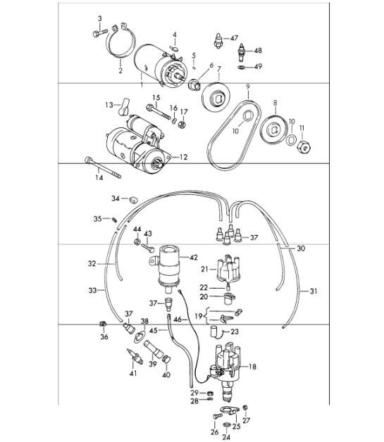 Diagram 901-05 Porsche Cayenne 9PA1 (957) 2007-2010 Electrical equipment