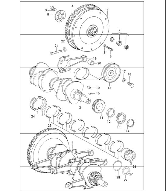 crankshaft and connecting rods 911 1970-73