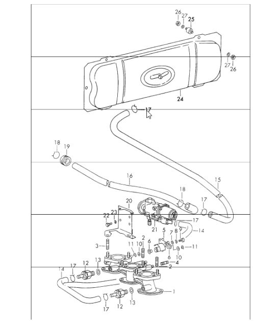 Vacuum system for clutch release for 911 T-V:SPM 1972 ONWARDS