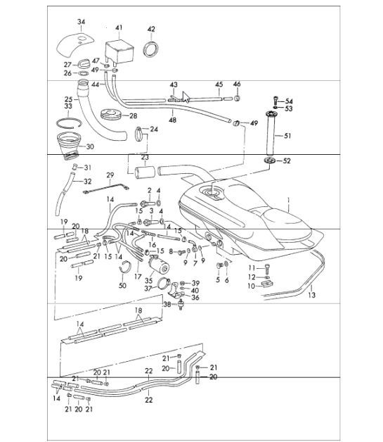 Diagram 201-00 Porsche Macan (95B) MK1 (2014-2018) Fuel System, Exhaust System