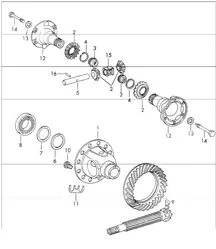 Differential for manual transmission TYP 915 and sportomatic TYP 925 with armature 911 1970-73