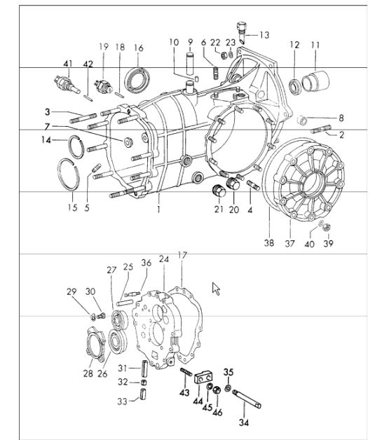 transmission case TYP 905/21 sportomatic for 911 T-V 1972 ONWARDS