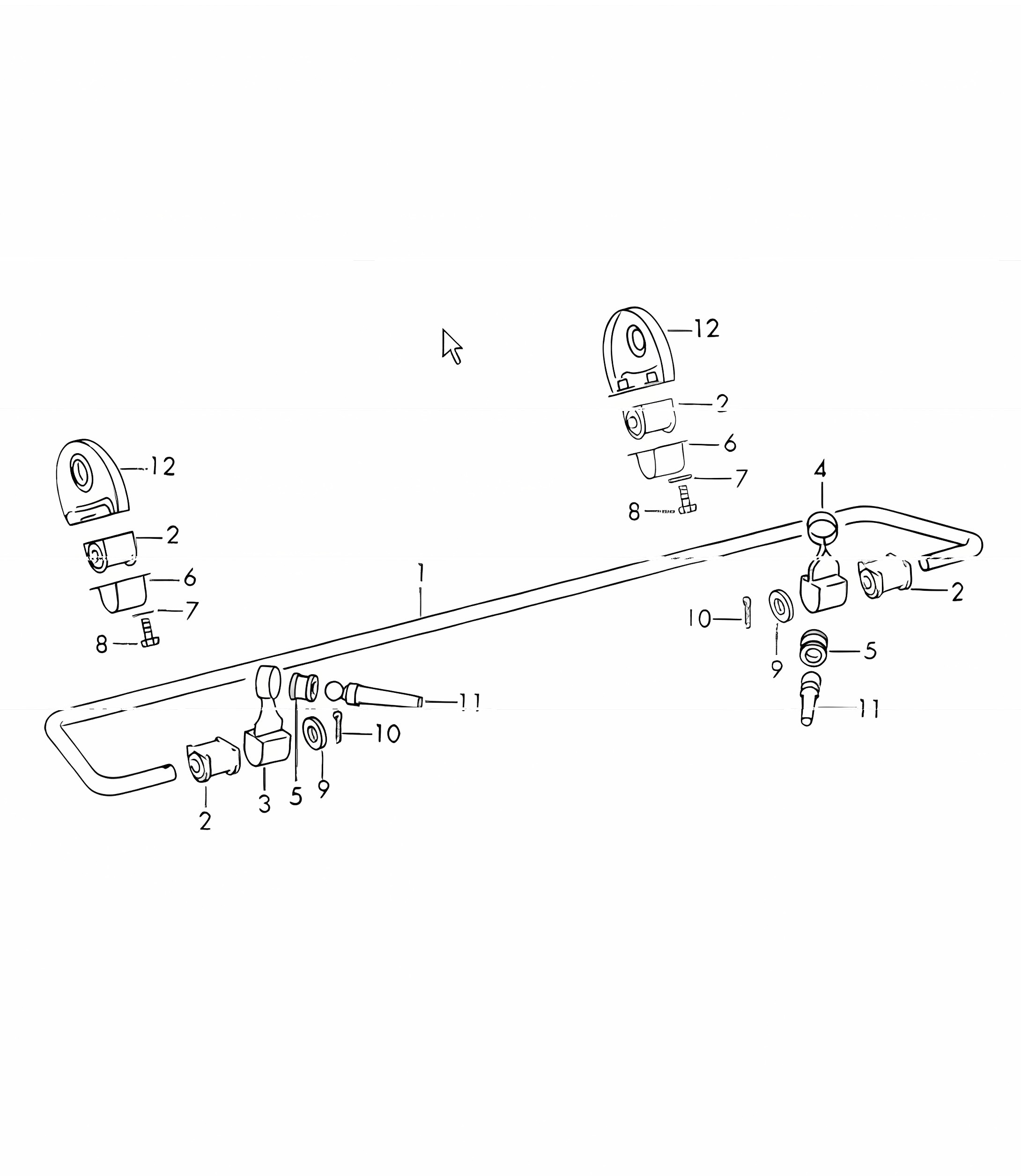 Stabiliser rear axle for 911S, CARRERA 2.7 and 911 T/E:M 1970-73