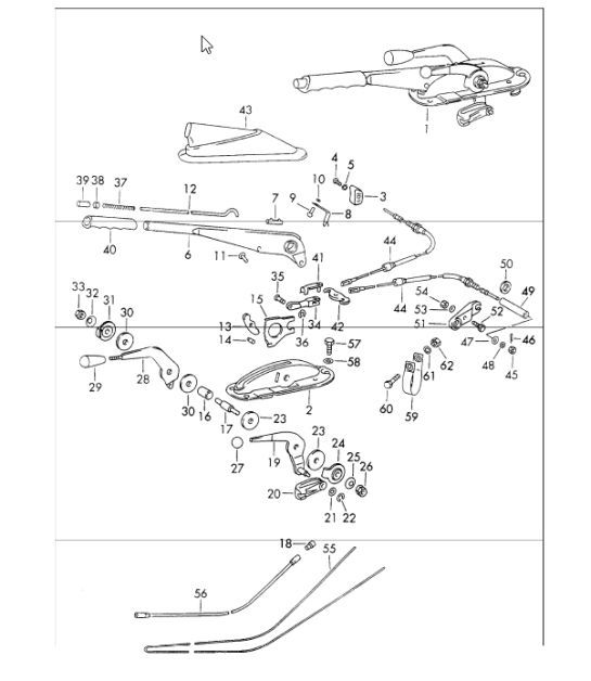 Diagram 701-20 Porsche Macan (95B) MK1 (2014-2018) Hand Lever System, Pedal Cluster 