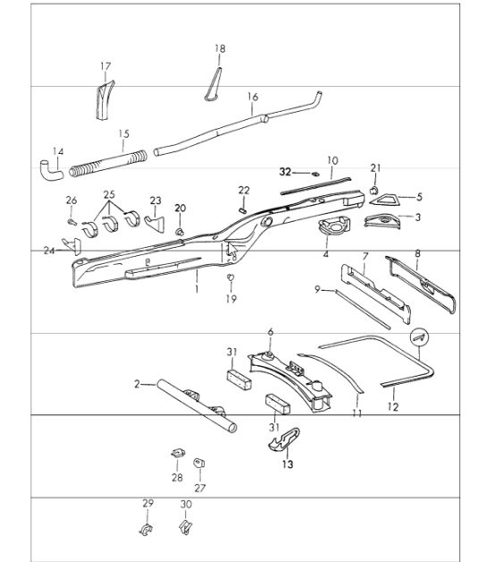 Frame centre rear 911 1970-73