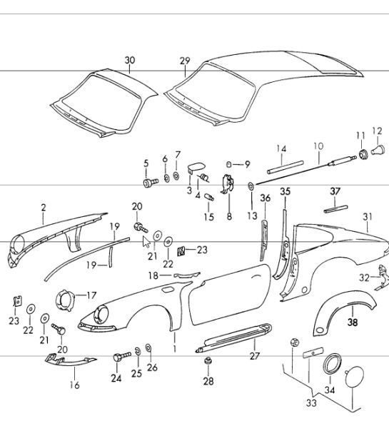 Diagram 801-30 Porsche 992 Carrera 2S 敞篷车 3.0L 