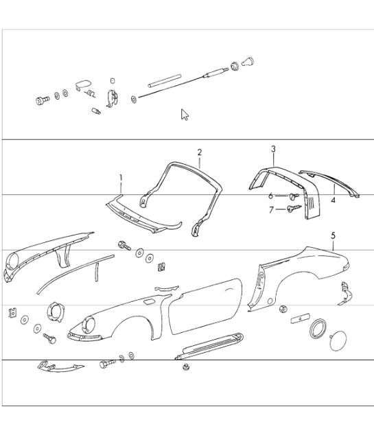 Diagram 801-35 Porsche 997 Carrera 4S 3.8L 2005 年>>  车身