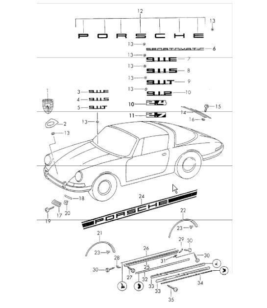 decorative fittings 911 197073 Porsche Parts Diagrams Design 911