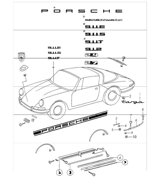 Diagram 810-05 Porsche Boxster 986 2.5L 1997-99 Carrocería