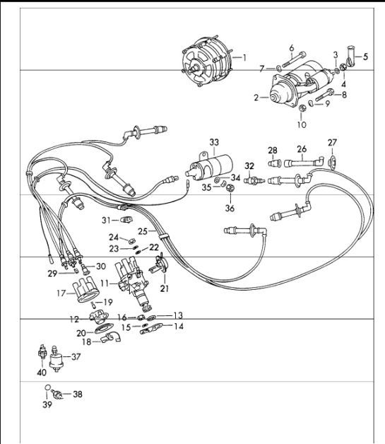 Diagram 901-00 Porsche Boxster 986/987/981 (1997-2016) Electrical equipment
