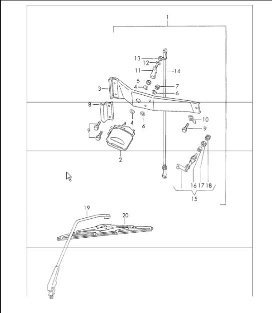 Rear window wiper for Left-Hand Drive cars 911 1970-73