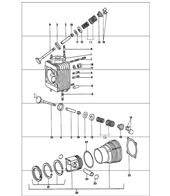 Diagram 103-00 Porsche Boxster 986 2.7L 1999-02 Motore
