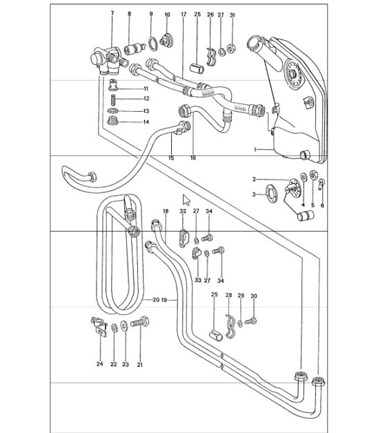 engine lubrication, radiator coil 911 1974-77