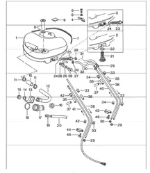 Fuel system front for cars with steel auxiliary support 911 1974-77