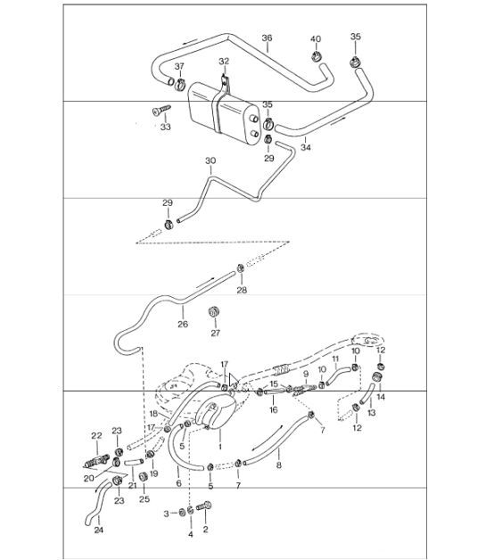 Diagram 201-25 Porsche Cayman 718C (982C) 2017>> Fuel System, Exhaust System