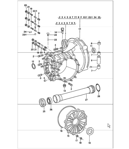 replacement transmission, transmission case 911 1974-77