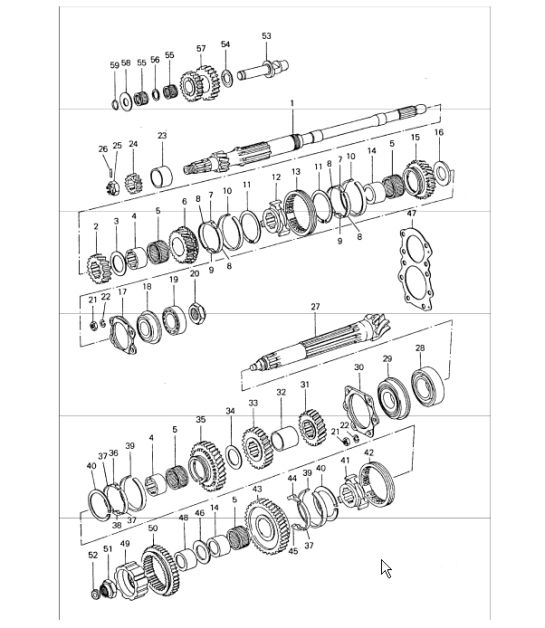 Gears and shafts 4-speed - Model 915 - 911 1974-77