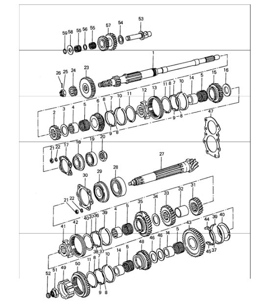 Gears and shafts 5 speed - Models: TYP 915 / TYP 923 - 911 1974-77