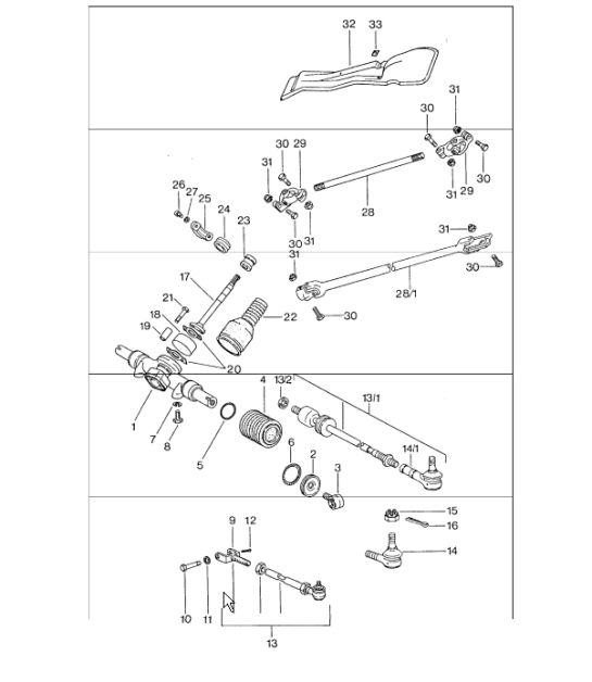 Steering gear, Steering linkage, Tie rod 911 1974-77