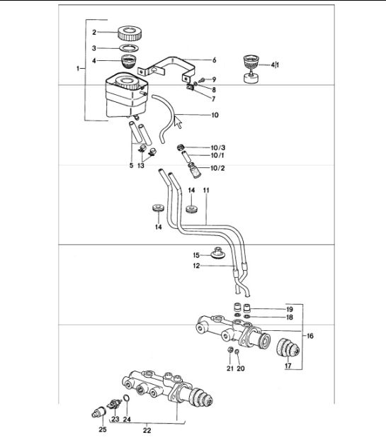 Brake master cylinder for cars without brake booster 911 1974-77