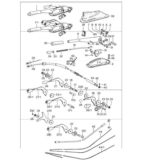 Diagram 701-05 Porsche 991 (911) MK2 2016-2019 Hand Lever System, Pedal Cluster 