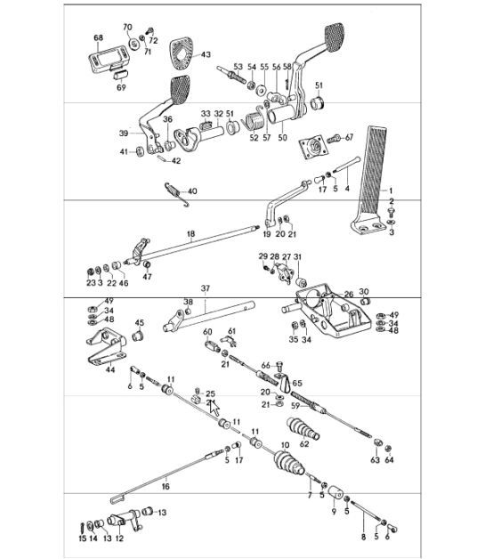 Diagram 702-05 Porsche Cayman 987C / 981C (2005-2016) Hand Lever System, Pedal Cluster 