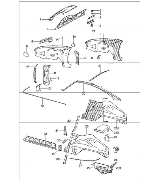 Diagram 801-20 Porsche Boxster 986/987/981 (1997-2016) Carrocería