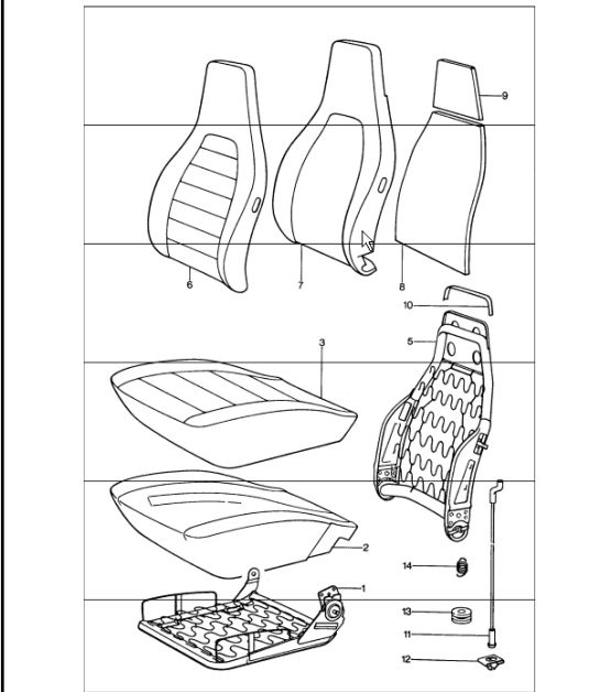 front seat single parts 911 1974-77