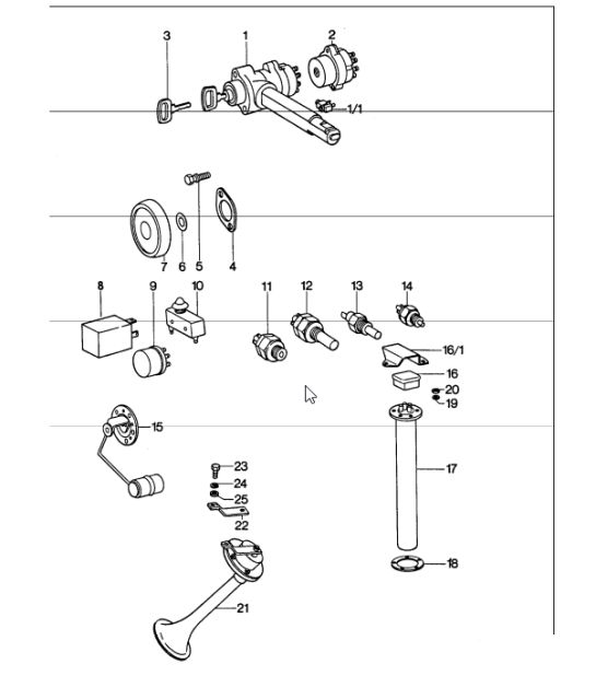 Sender, relay, horn 911 1974-77