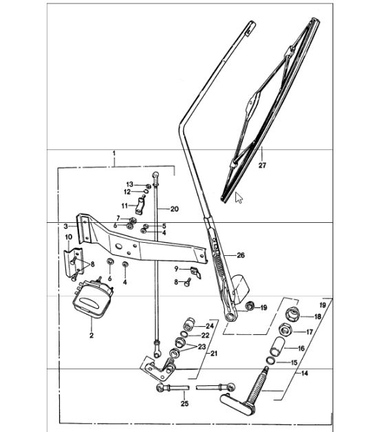 Rear window wiper right-hand drive 911 1976 ONWARDS