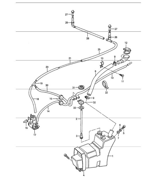 Windscreen washer system 911 1974-77