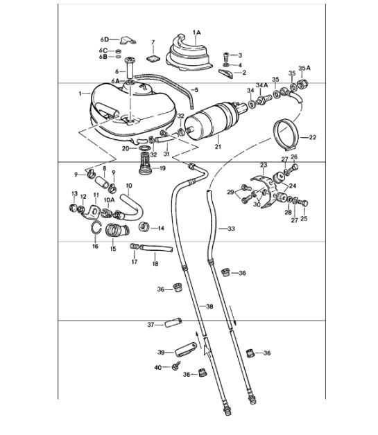 Diagram 201-00 Porsche Cayenne 9PA1 (957) 2007-2010 Fuel System, Exhaust System