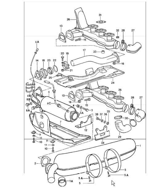 Diagram 202-00 Porsche Cayenne Turbo S V8 4.8L Petrol 550HP Fuel System, Exhaust System