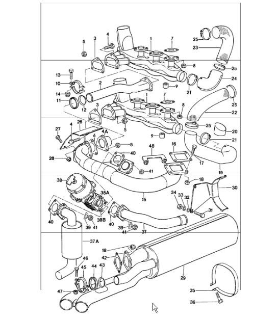 Diagram 202-10 Porsche Boxster S 986 3.2L 2003-04 Kraftstoffsystem, Abgassystem