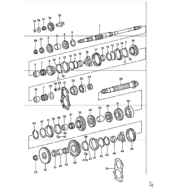 gears and shafts 4. speed transmission - G 930/34 - 911 1978-83