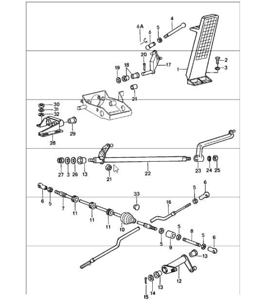 Diagram 702-10 Porsche Macan (95B) MK1 (2014-2018) Hand Lever System, Pedal Cluster 