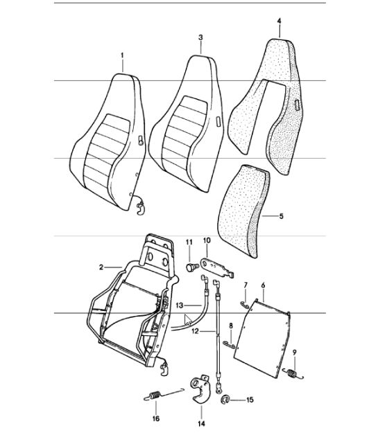 sports seat backrest single parts 911 UPTO 1980