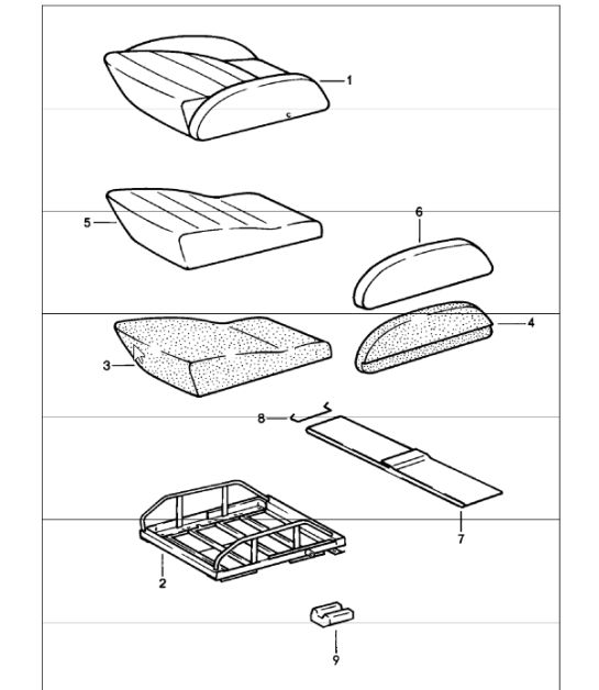 sports seat, seat cushion, single parts 911 UPTO 1980