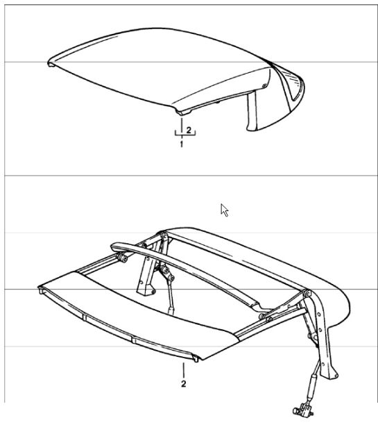 convertible top, convertible top frame - manually 911 1978-83