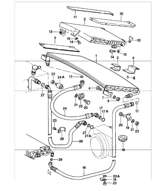 condenser refrigerant line accessories and others rear 911 1978-83