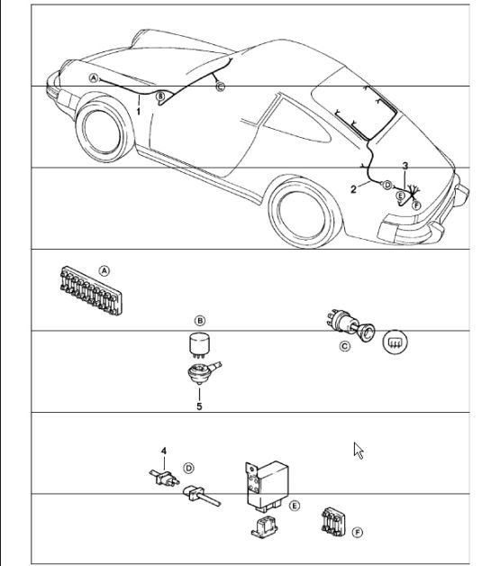 wiring harnesses: windscreen heating, rear window heating 911 1978-83