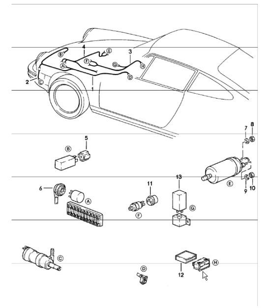 Diagram 902-19 Porsche Cayman 718C (982C) 2017>> Electrical equipment