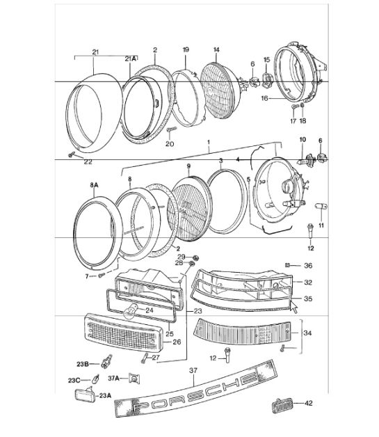 headlamp lights 911 1978-83